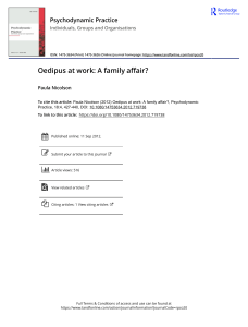 Oedipus at Work: Family Dynamics in Organizations