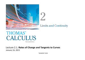 Rates of Change and Tangents: Calculus Lecture