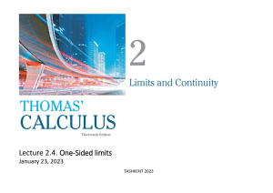 One-Sided Limits: Calculus Lecture Notes