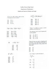 Algebra and Functions Practice