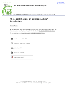 Three contributions on psychosis A brief introduction
