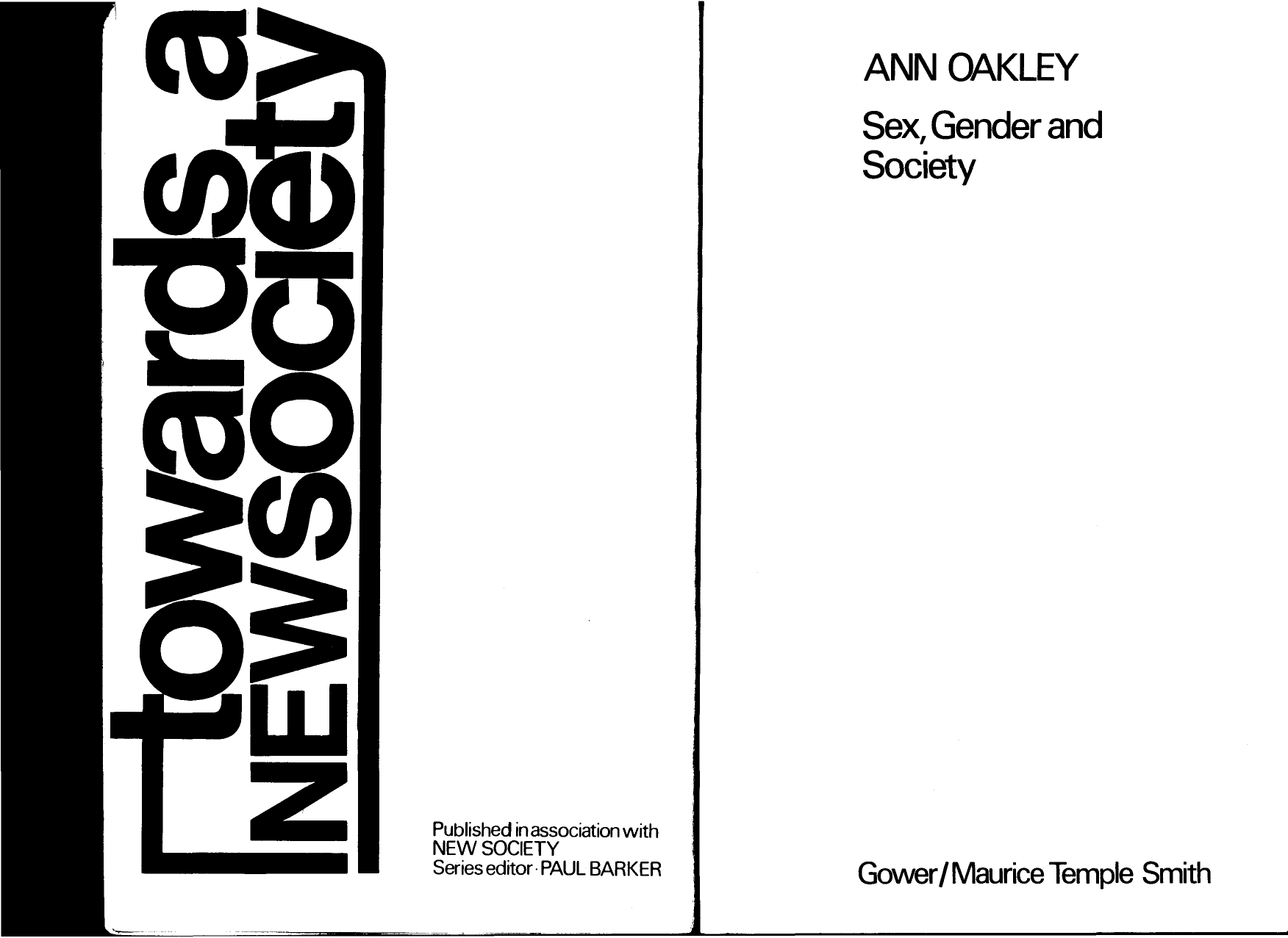 Sex, Gender and Society by Ann Oakley Foto