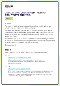 Data Analytics onboarding quest