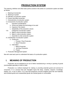 Production System- The meaning, definition and other basic points 