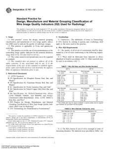 Wire IQI Standard Practice E 747 for Radiology