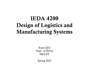 Introduction of Logistics and Manufacturing Systems Design