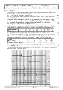 Y13 Statistics Practice Prep  A Level Exam Set A Practice Paper 3