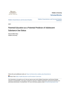 Parental Education as a Potential Predictor of Adolescent Substan