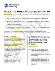 Sample Policy and Notice of Nondiscrimination for Recipients English UPDATED