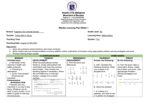 Grade 6 Math: Adding & Subtracting Fractions - Weekly Plan