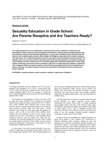 Sexuality Education in Grade School Are