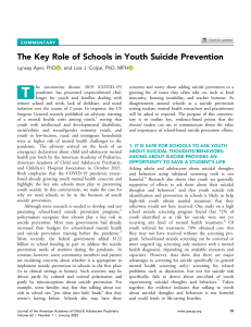 Role of Schools in Youth Suicide Prevention