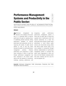 Performance Management Systems and Productivity in the Public Sector: WITHER AFRICAN PUBLIC ADMINISTRATION