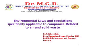 Environmental Laws and Regulations specifically applicable to companies-Concerning air and solid waste