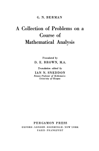 G.N. Berman : A Collection of Problems on a Course of Mathematical Analysis