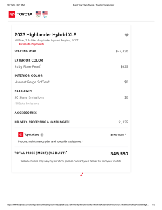 Build Your Own Toyota   Toyota Configurator