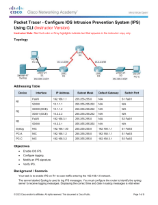 Packet Tracer Configure IOS Intrusion Prevention