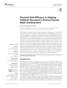 parent involvement using 2005 model