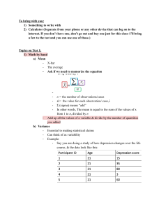 Statistics Test 1 Study Guide