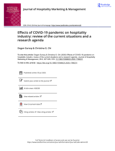 Effects of COVID 19 pandemic on hospitality industry review of the current situations and a research agenda