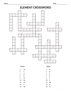 Element Crossword Puzzle: Chemistry Fun!