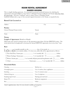 Share Room Rental Agreement Template