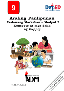 Araling Panlipunan Module: Supply Concepts & Factors