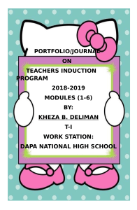 Teacher Induction Portfolio: DepEd Modules 1-6 (2018-2019)