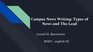 Campus News Writing: Types of News and The Lead