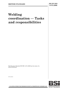 Welding coordination Tasks and responsibilities