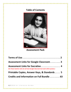 Google Quizzes and Test Links for Anne Frank
