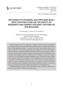 Influence of Internal Gas Pipelines Built into the