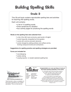 Grade 3 Spelling Skills Workbook