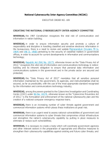 EO 189 National Cybersecurity Inter-Agency Committee 
