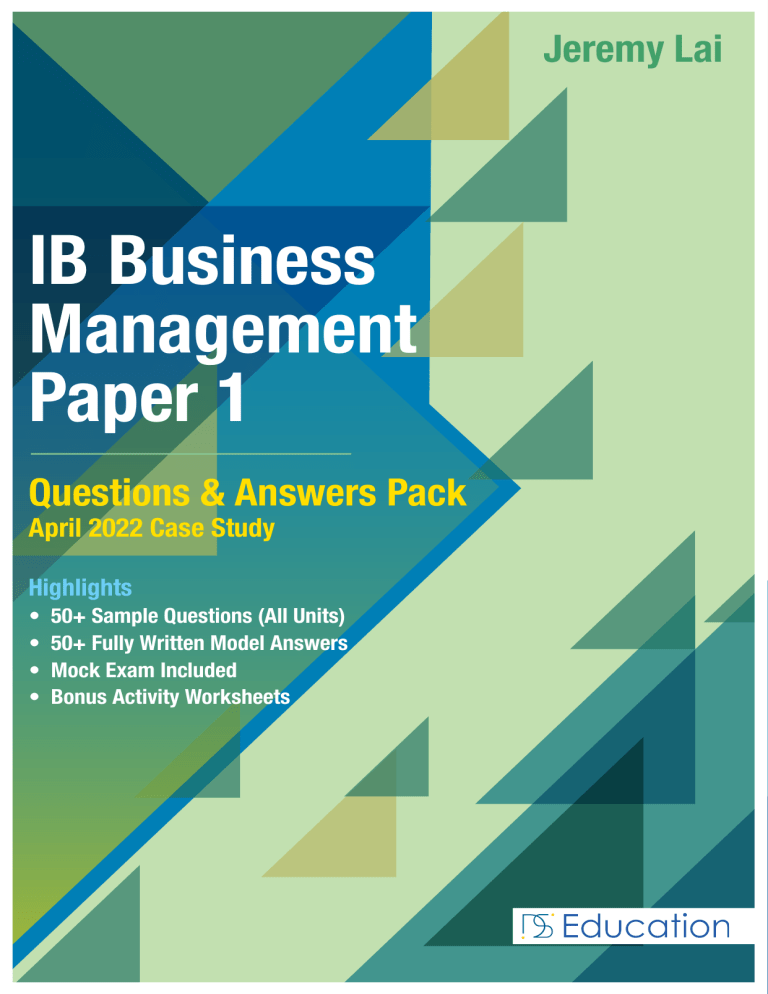 IB Business Management Paper 1 Questions and Answers Pack April 2022