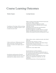 Course Learning Outcomes for Sociology