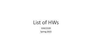 List of HWs Spring 2023