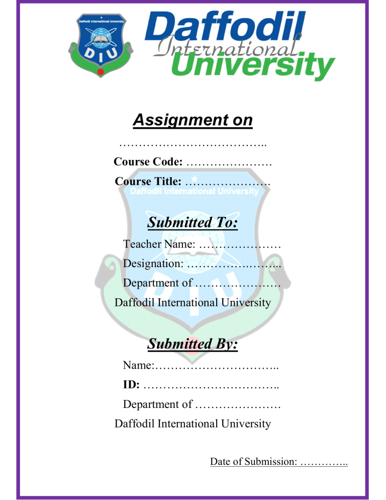 daffodil international university assignment cover page