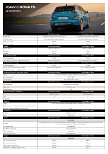 Hyundai Kona Electric Specifications Sheet