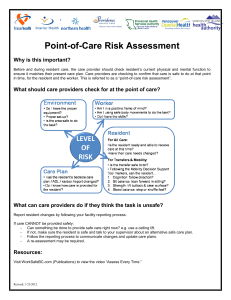 Point of Care Risk Assessment Tool