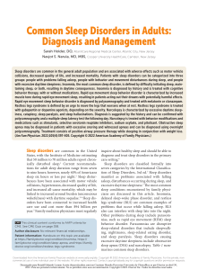 2022 Common Sleep Disorders in Adults Diagnosis and Management