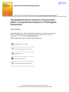 The Multidimensional Inventory of Dissociation MID A Comprehensive Measure of Pathological Dissociation
