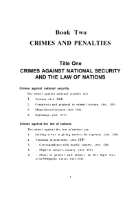 Crimes Against National Security: Treason & Law of Nations