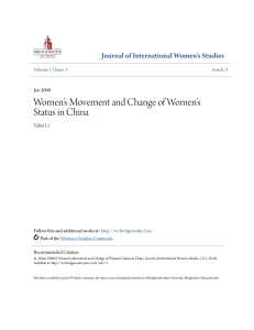 Women s Movement and Change of Women s Status in China