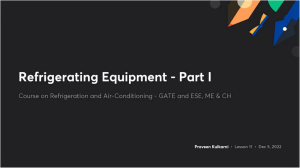 Refrigerating Equipment - Part I Presentation