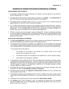 IIT Madras Post Doctoral Fellowship Guidelines