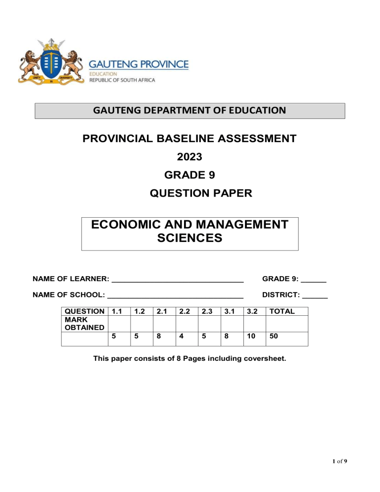 business plan grade 9 term 3 project answers 2023