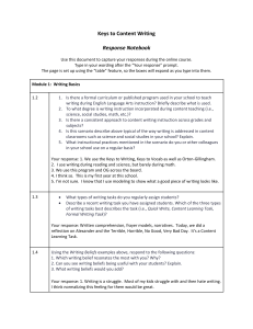 Response Notebook Content Writing