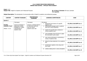 English for Academic Purposes Curriculum Guide