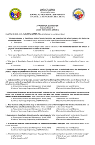 Practical Research 2 Exam for Grade 12